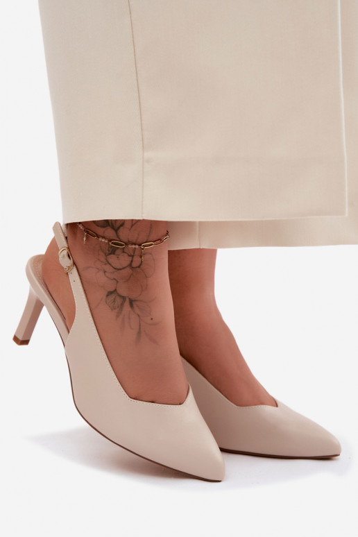 Dames sandalen op dunne hakken Sergio Leone SK158 in zandkleur