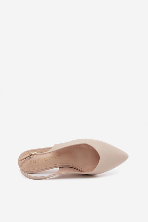 Dames sandalen op dunne hakken Sergio Leone SK158 in zandkleur