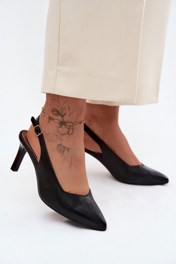 Dames sandalen op dunne hakken Sergio Leone SK158 in zwart 2