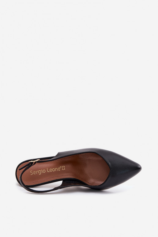 Dames sandalen op dunne hakken Sergio Leone SK158 in zwart