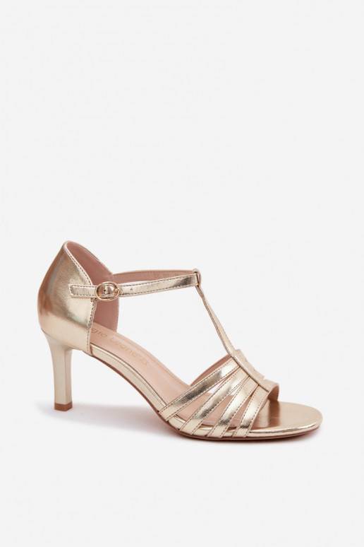 Dames sandalen met banden op dunne hakken Sergio Leone SK132 in goudkleur