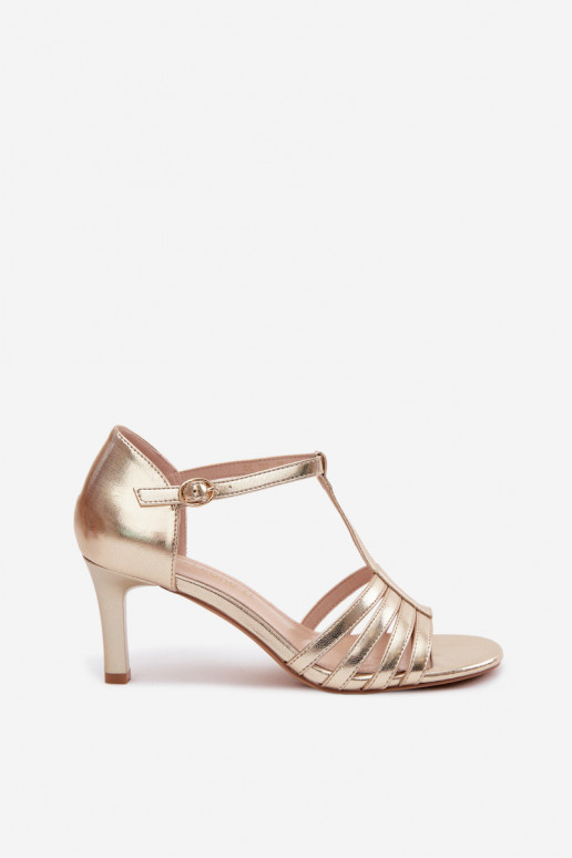 Dames sandalen met banden op dunne hakken Sergio Leone SK132 in goudkleur