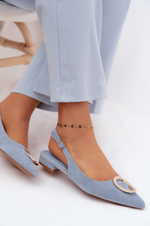 Dames sandalen met brede hakken met ornamenten blauIn Sparkle