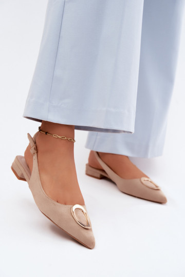 Dames sandalen met brede hakken met ornamenten beige Sparkle 2