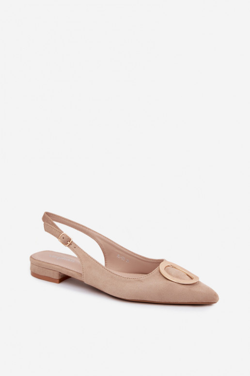 Dames sandalen met brede hakken met ornamenten beige Sparkle