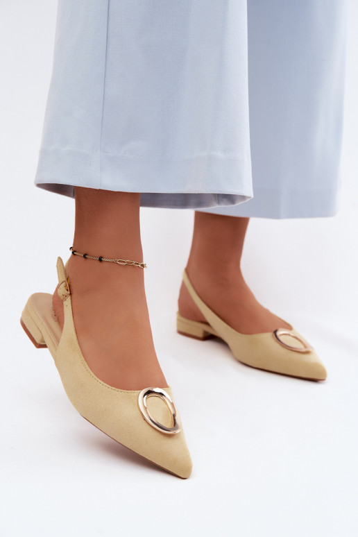 Dames sandalen met brede hakken met ornamenten geel Sparkle