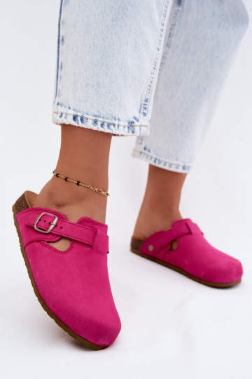 Leren Mule slippers met gespen in roze kleur van Zazoo 2