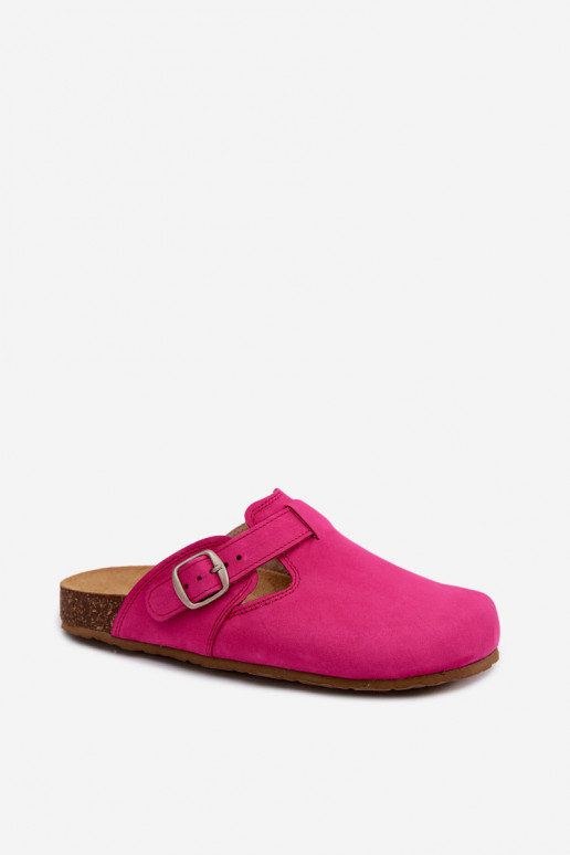 Leren pantoffels Mule met gespen Zazoo 1905 roze
