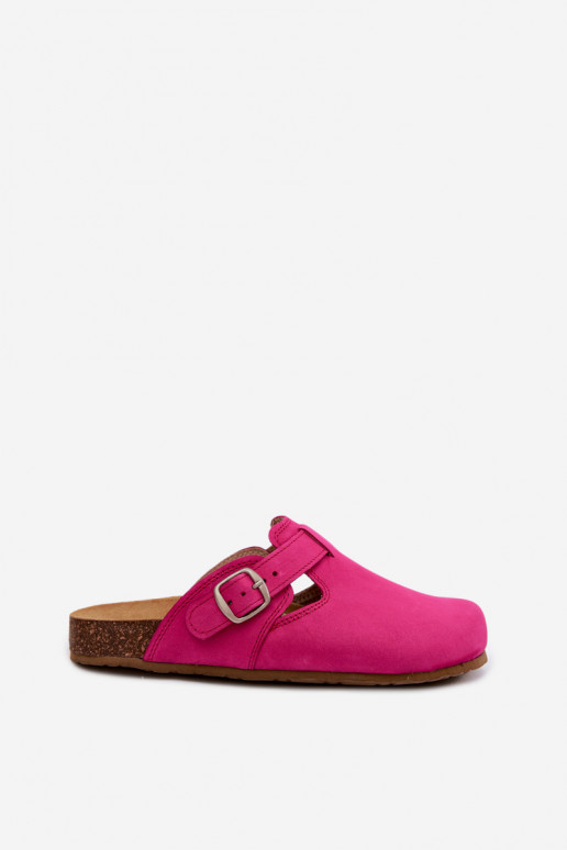 Leren pantoffels Mule met gespen Zazoo 1905 roze