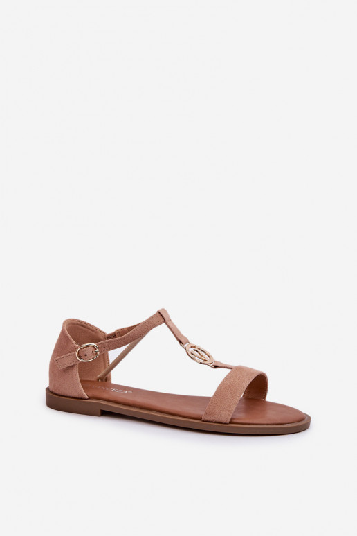 Sandalen voor dames met gouden details Vinceza 17321 beige