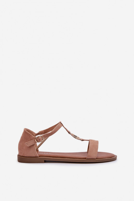 Sandalen voor dames met gouden details Vinceza 17321 beige