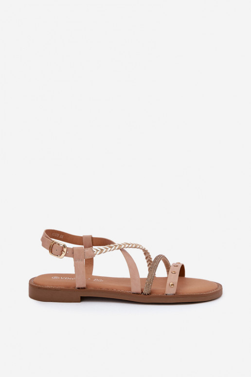 Platte sandalen met riemen Vinceza 17379 ivoor