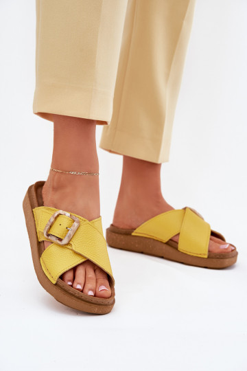 Gele leren dames slippers met gespen Inblu ED0003IU 2