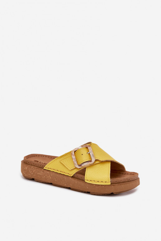 Gele leren dames slippers met gespen Inblu ED0003IU