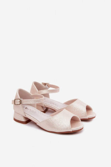 Glanzende sandalen Kinderen beige Pebble