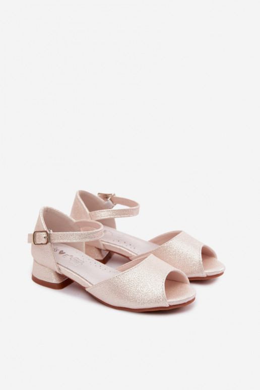 Glanzende sandalen Kinderen beige Pebble