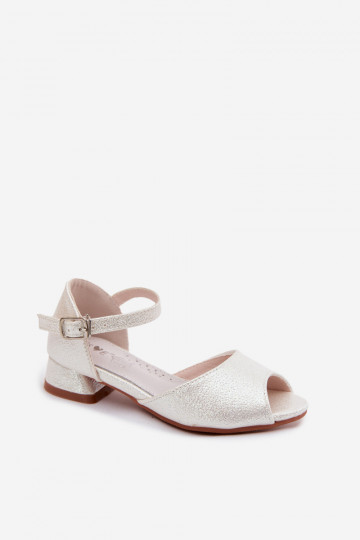 Glanzende kindersandalen in wit Pebble