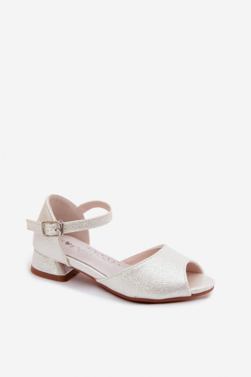 Glanzende kindersandalen in wit Pebble