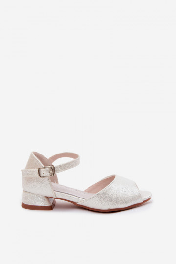 Glanzende kindersandalen in wit Pebble 2