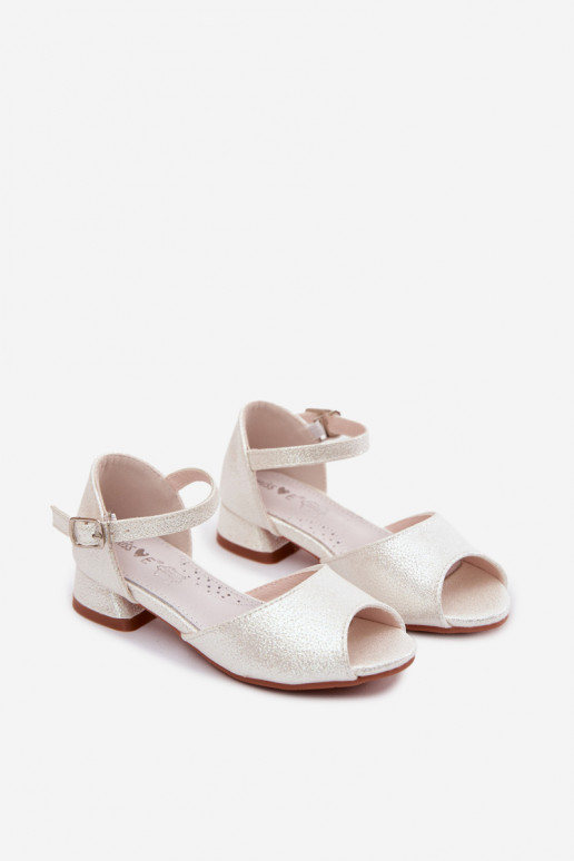 Glanzende kindersandalen in wit Pebble