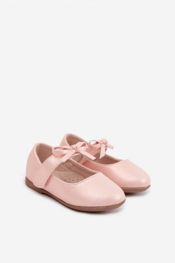Kinderen ballerina's met plakkende sluitingen en strikjes in roze Drippy