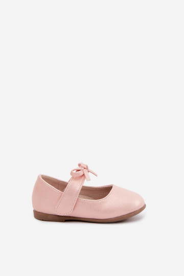 Kinderen ballerina's met plakkende sluitingen en strikjes in roze Drippy 2