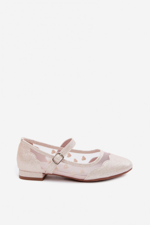Glanzende ballerinas Dla DzieInczynek Gaas met hartjes beige Binky