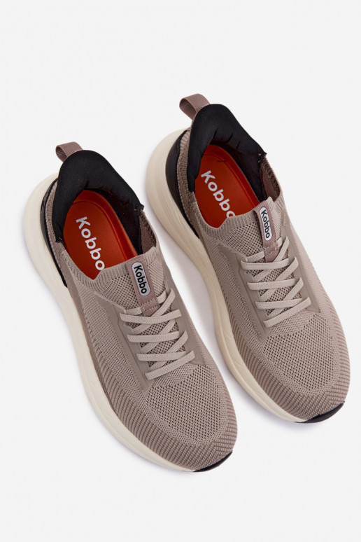 Heren instap sportschoenen met platform Kobbo 102421 zandkleur