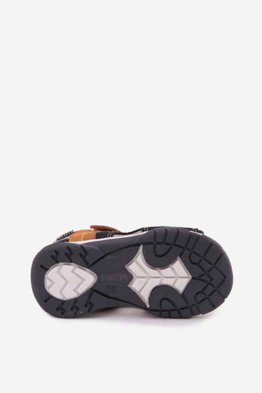 Leer Sandalen van suède voor jongens Bartek 84408-66 blauIn-bruine kleur
