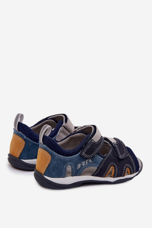 Bartek 84413-68 leren sandalen voor jongens in donkerblauw