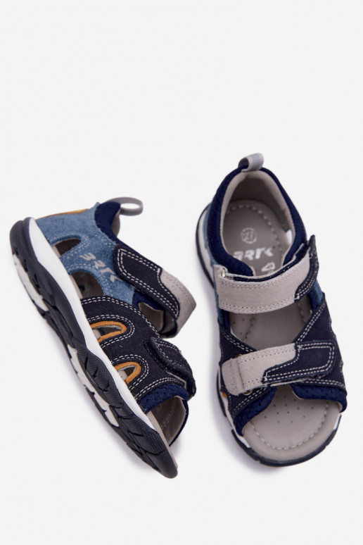Bartek 84413-68 leren sandalen voor jongens in donkerblauw