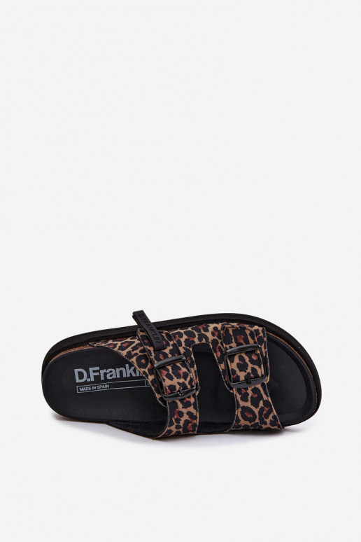 D.Franklin DFSH407011 dames slippers met platform en luipaardprint