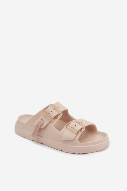LichtgeInicht pantoffels Damespantoffels met gespen D.Franklin DFSH413003 beige
