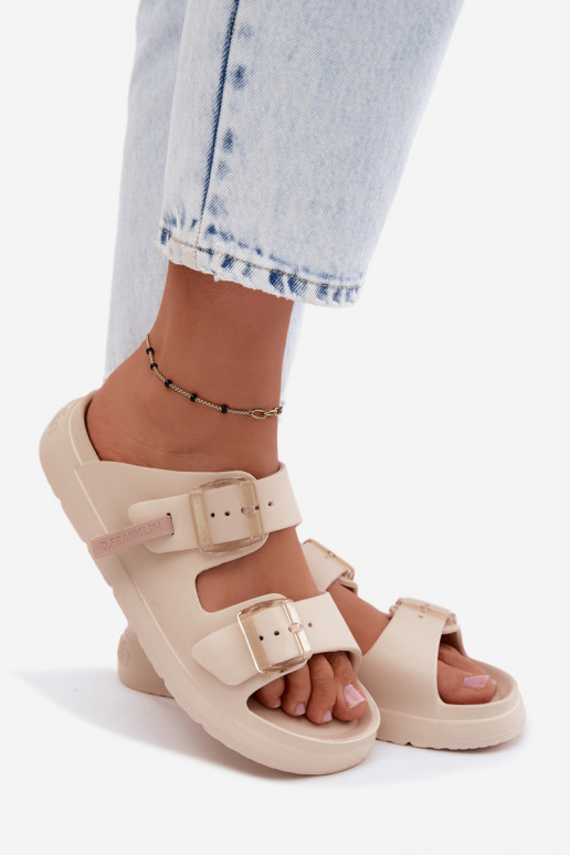 LichtgeInicht pantoffels Damespantoffels met gespen D.Franklin DFSH413003 beige