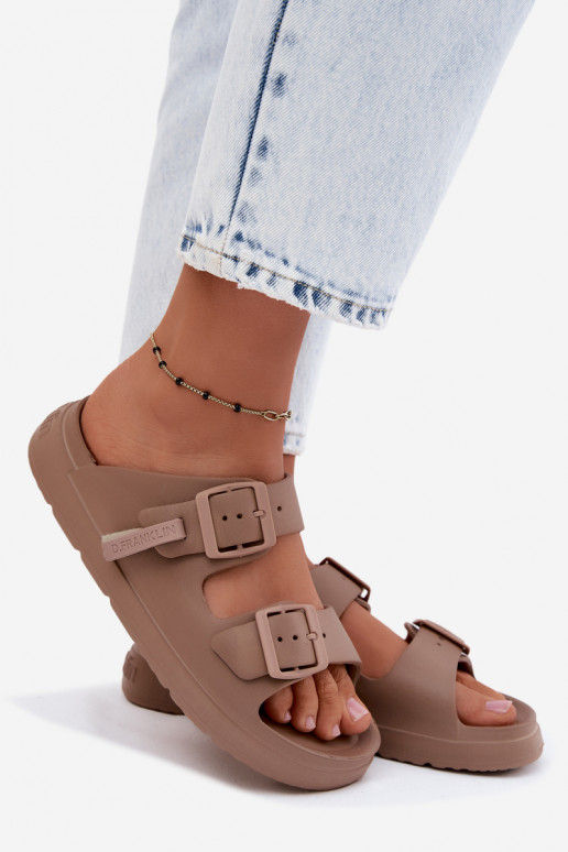 LichtgeInicht pantoffels Damespantoffels met gespen D.Franklin DFSH413004 beige