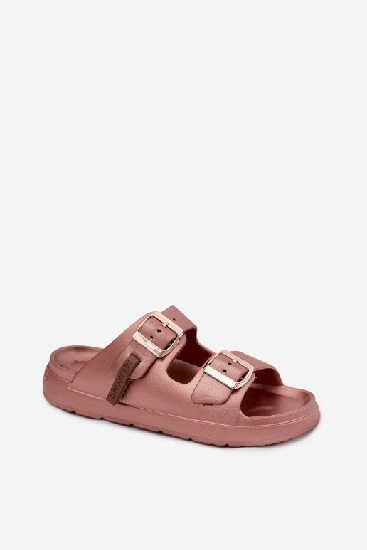 Lichte dames slippers met gespen D.Franklin DFSH413002 roségoud