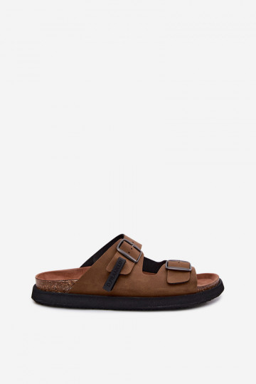 Leren pantoffels voor mannen met gespen D.Franklin DFSH407017 bruine kleur 2