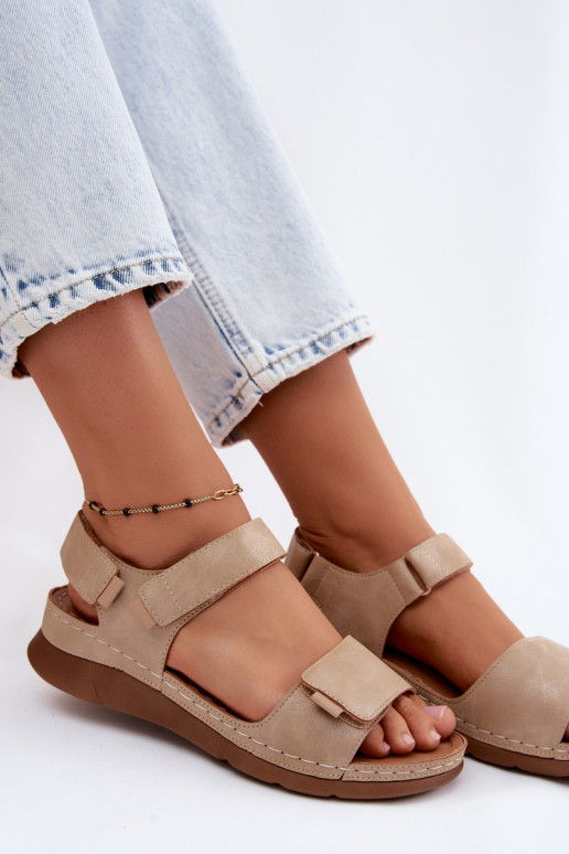 Dames sandalen met platform beige Linora