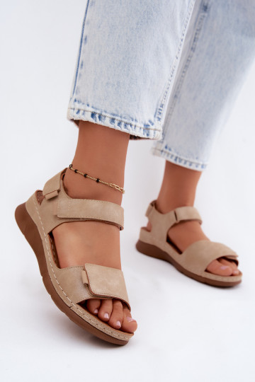 Dames platformsandalen zandkleur Linora 2