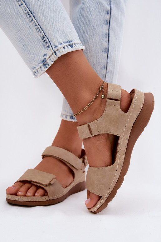 Dames sandalen met platform beige Linora