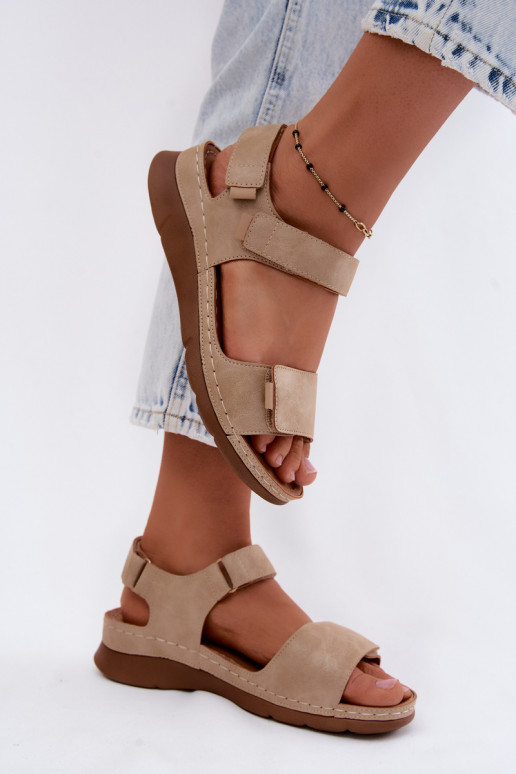 Dames sandalen met platform beige Linora
