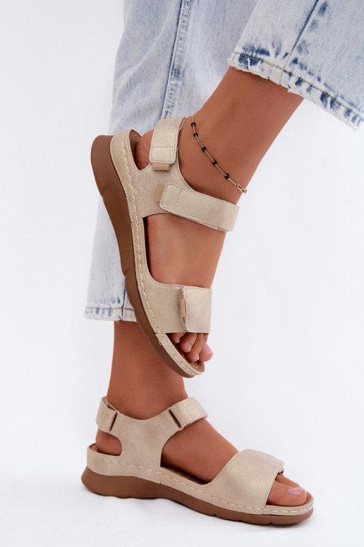 Dames sandalen met platform gouden kleur Linora