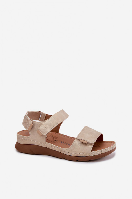 Dames platformsandalen in goudkleur Linora