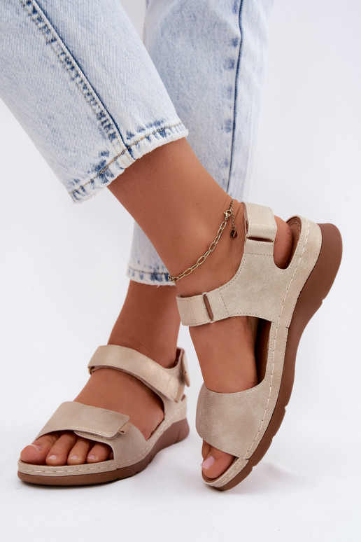 Dames sandalen met platform gouden kleur Linora