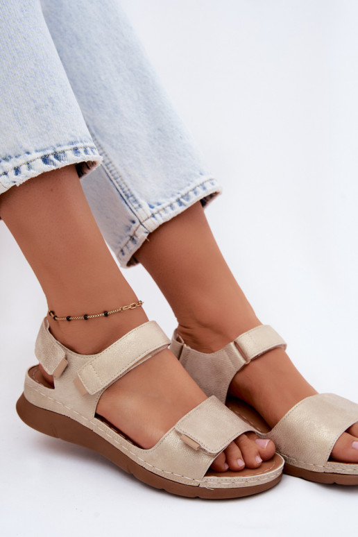 Dames platformsandalen in goudkleur Linora