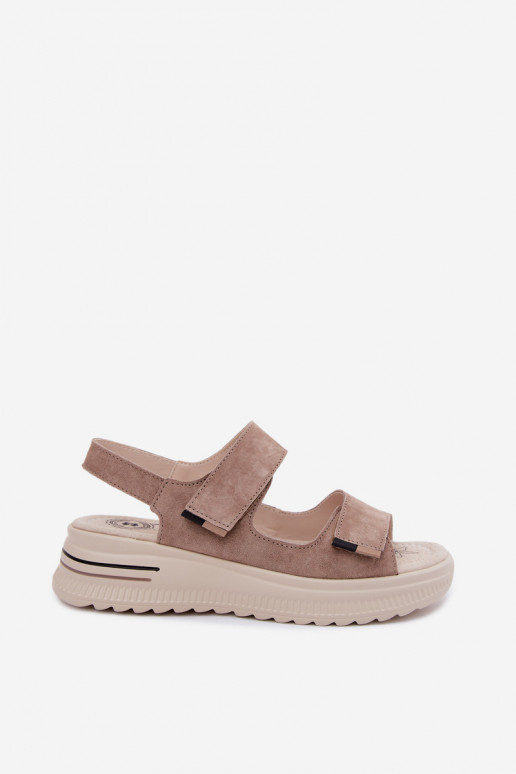 Dames platformsandalen van faux suede in zandkleur Peria