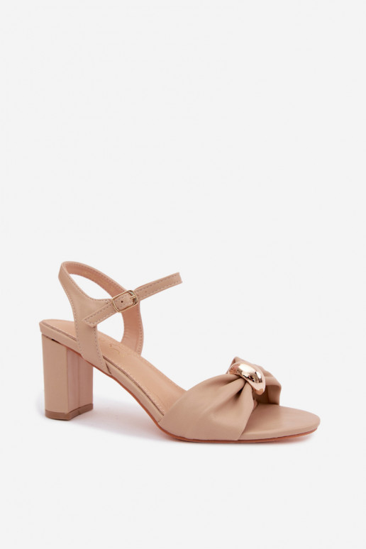 Dames sandalen van faux leather met hakken in zandkleur Spella
