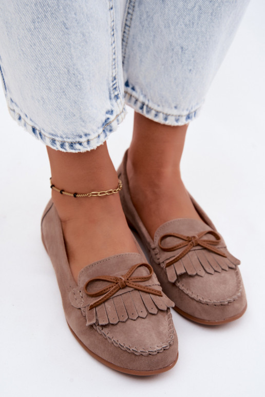 dames mocassinsOpturalnego van suèdeu beige Vantae
