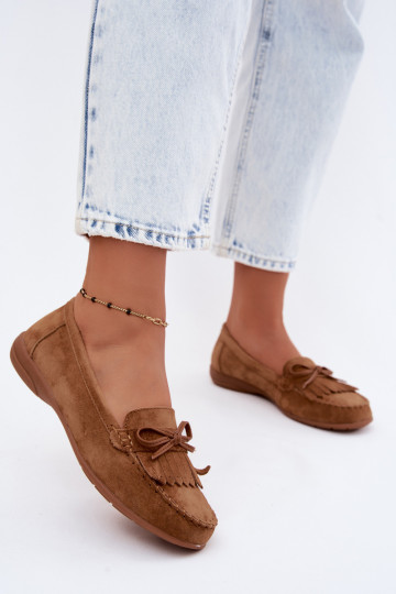 Dames mocassins van faux suede in bruine kleur Vantae 2
