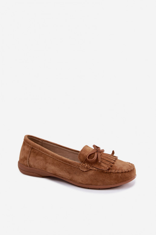 Dames mocassins van faux suede in bruine kleur Vantae